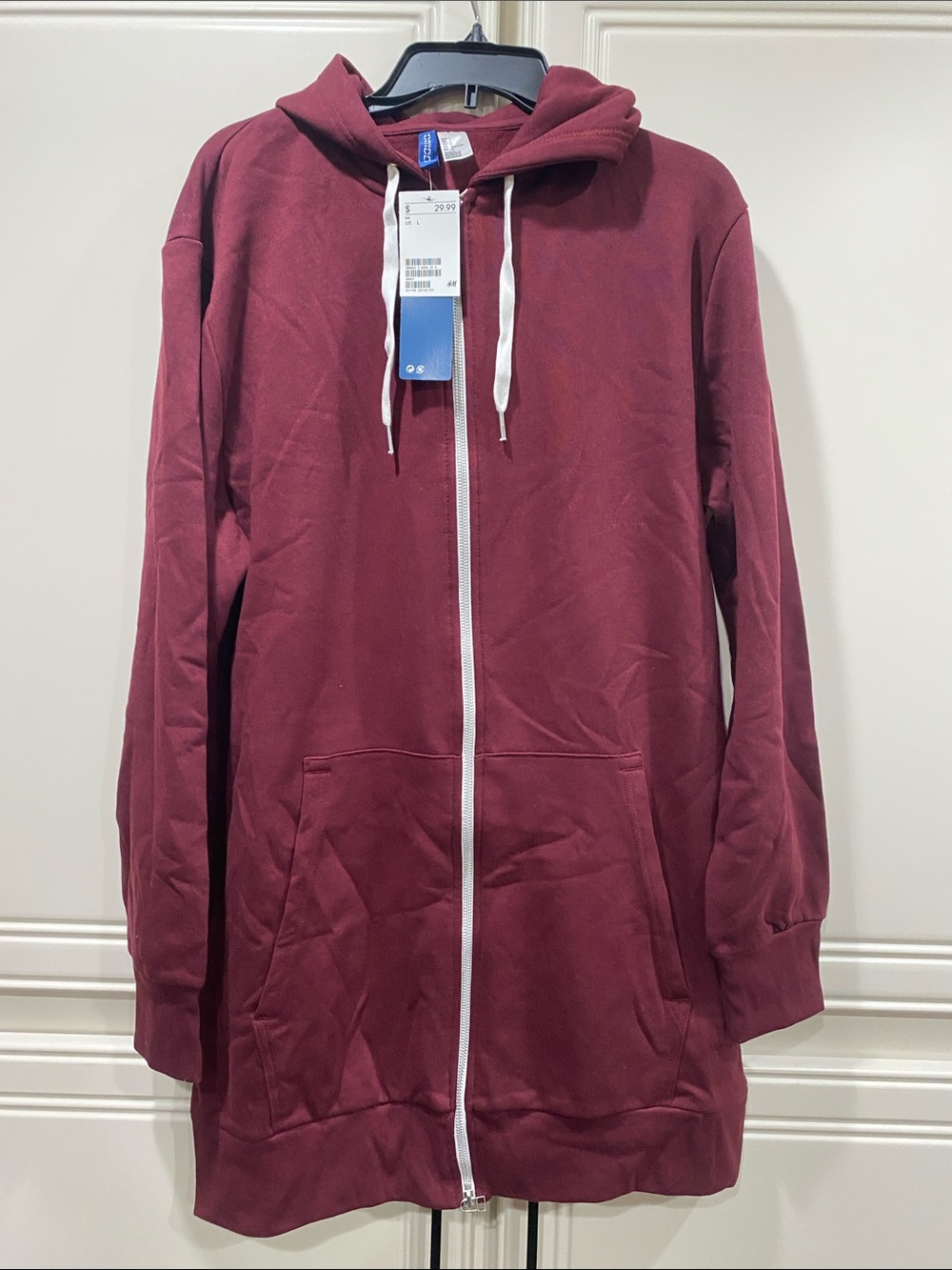 NWT h & m divided long zip up hoodie large